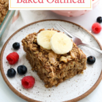 banana baked oatmeal pin for pinterest