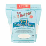 bag of gluten free flour on white.