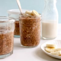 chocolate overnight oats in jar