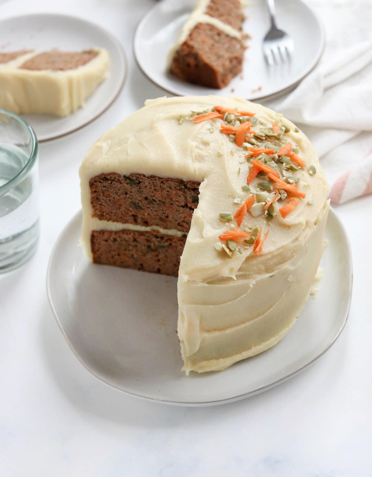 healthy carrot cake with sweet potato frosting