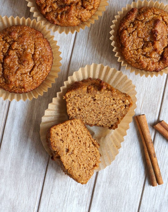 pumpkin spice muffins with one cut in half