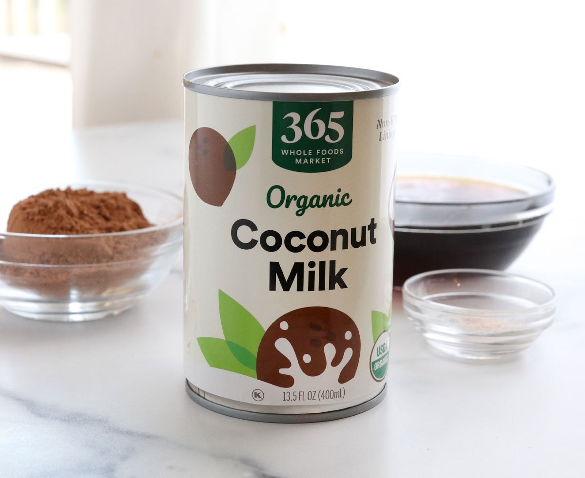 can of coconut milk next to ice cream ingredients