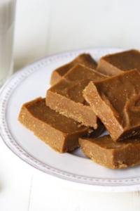 plate of Homemade Cookie Butter Freezer Fudge