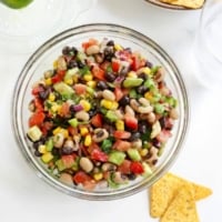 cowboy caviar in bowl with side of chips