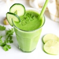 detox smoothie with cucumbers and cilantro on top