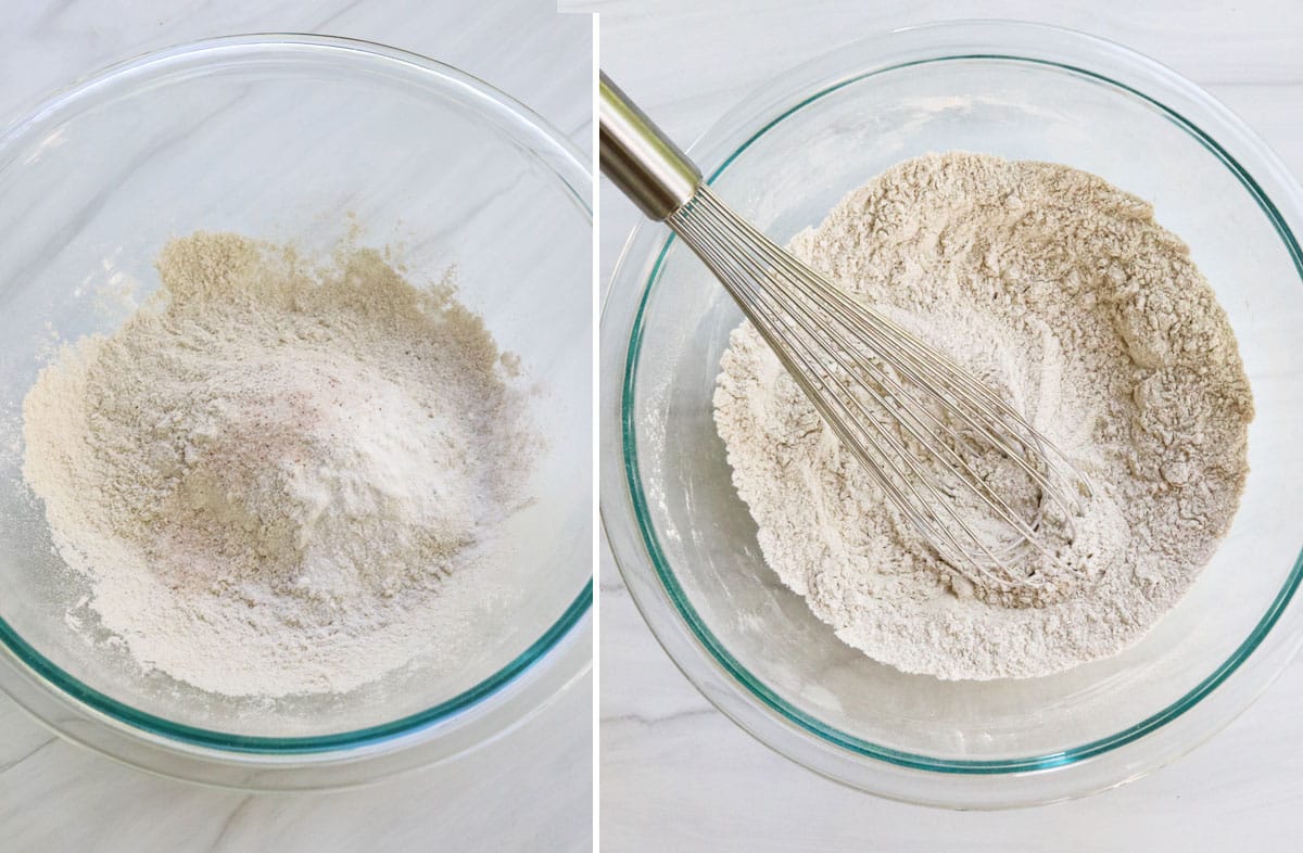 dry ingredients mixed for buckwheat waffles.