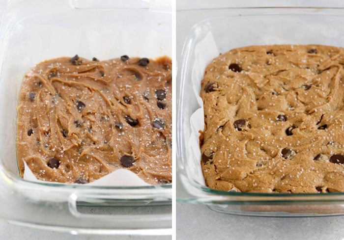 before and after baking blondies