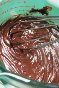 Chocolate mousse being whisked