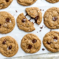 oat flour cookies cooling on pan