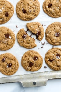 oat flour cookies cooling on pan