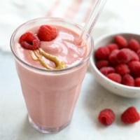 PB&J smoothie with raspberries on top