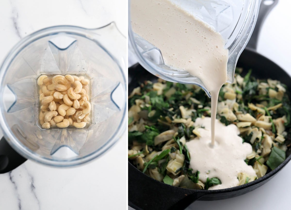 sauce blended and poured over veggies