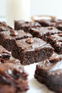 avocado brownies sliced on board