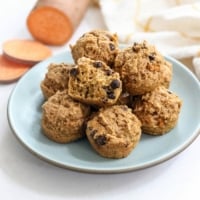 sweet potato muffins on blue plate