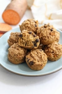 sweet potato muffins on blue plate