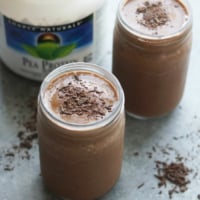 Chocolate Pea Protein Shake with pea protein container